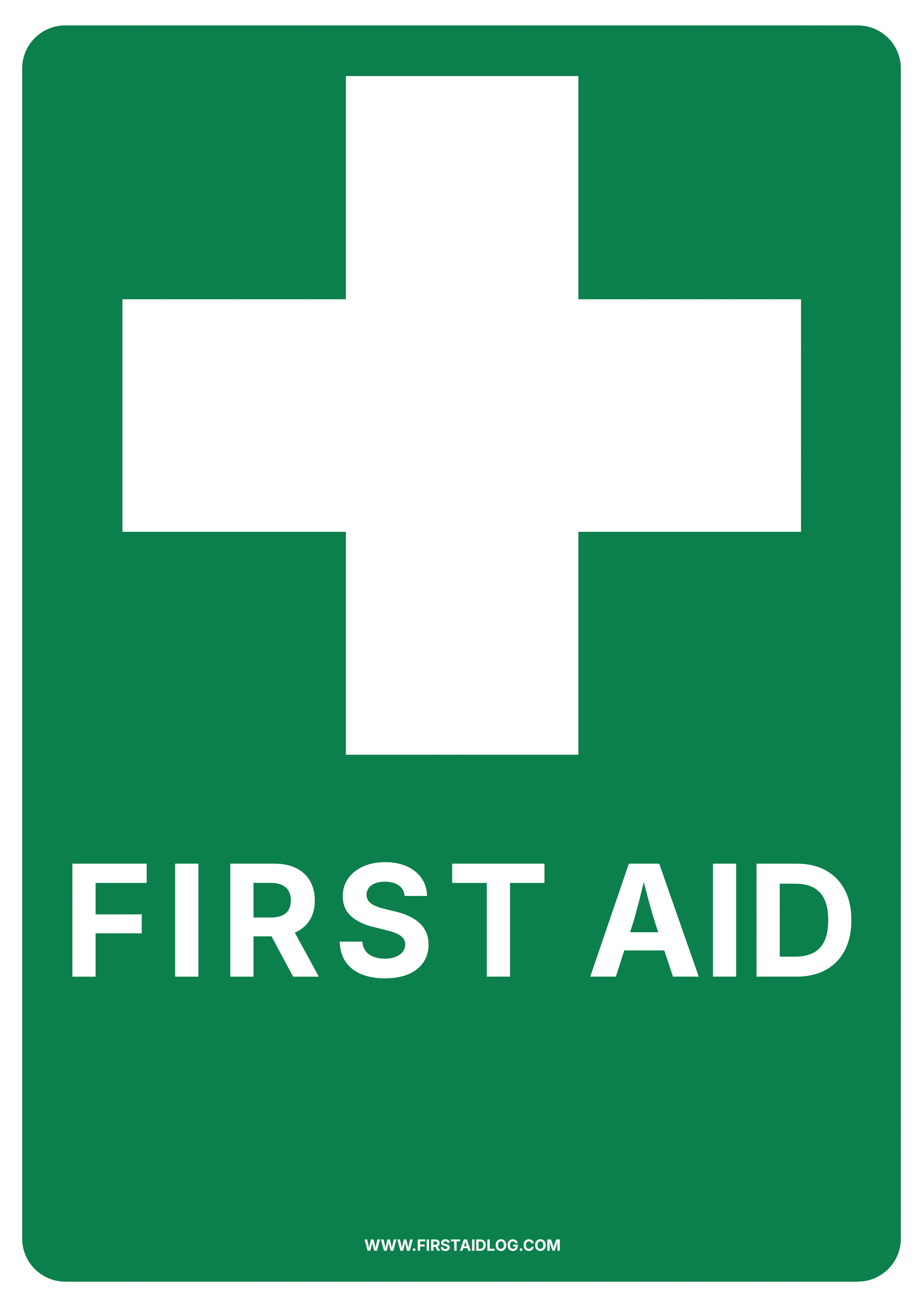 First Aid sign — green background with white cross